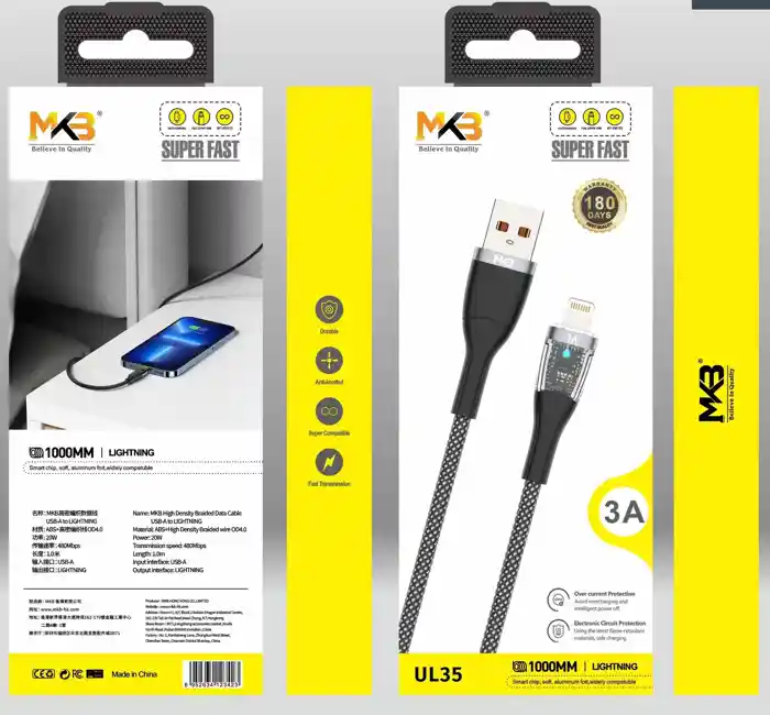 MKB UL35 Braided 3A Lightning Cable
